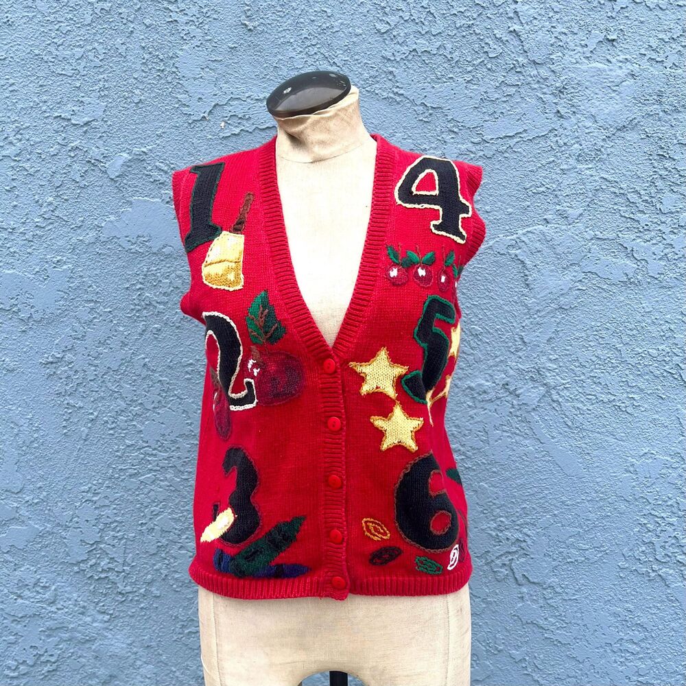 90s Women Sweater Vest Petite Small School teacher